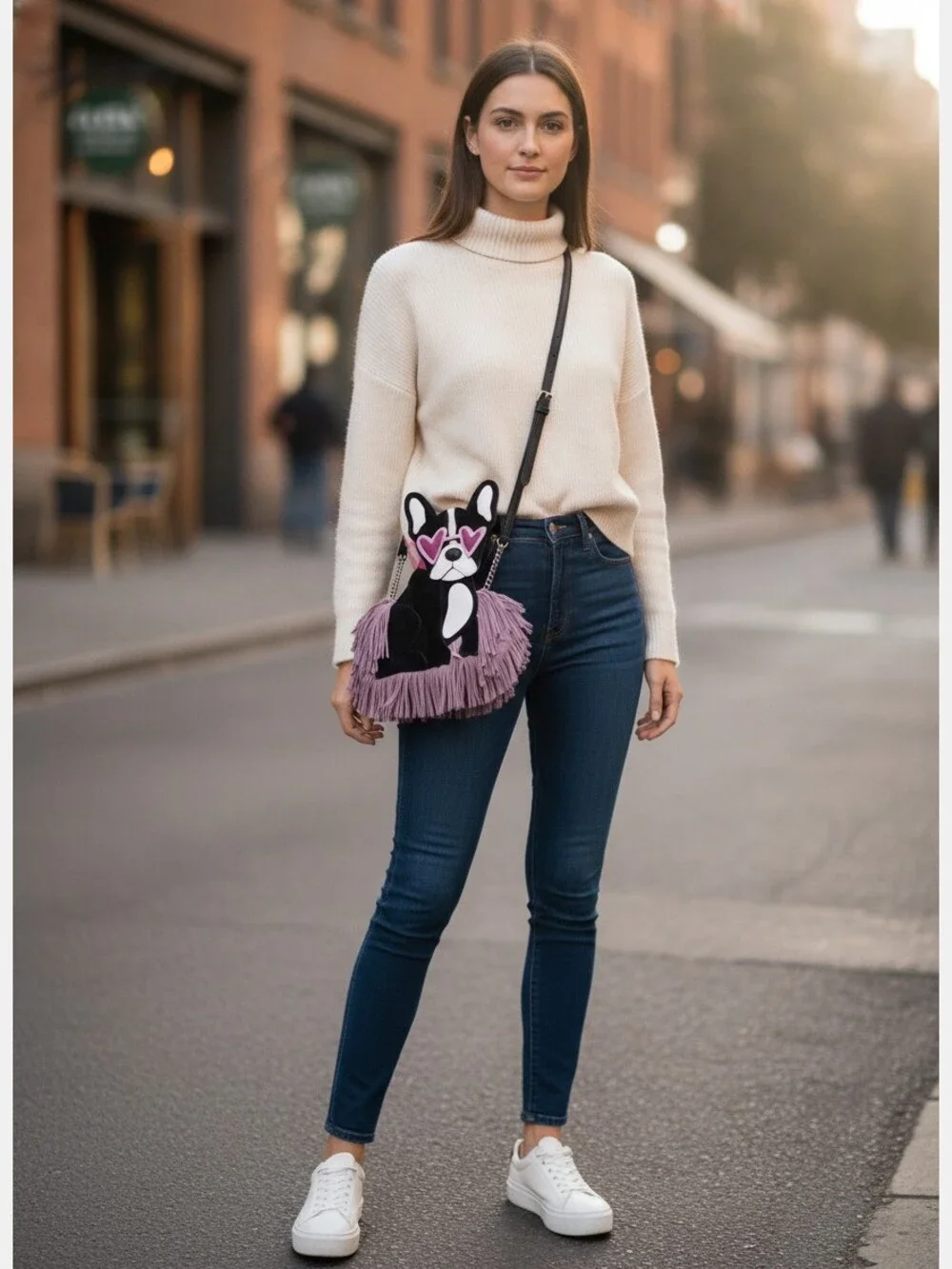 kate spade Black Francois French Bulldog Fringe Bag | Crossbody OS